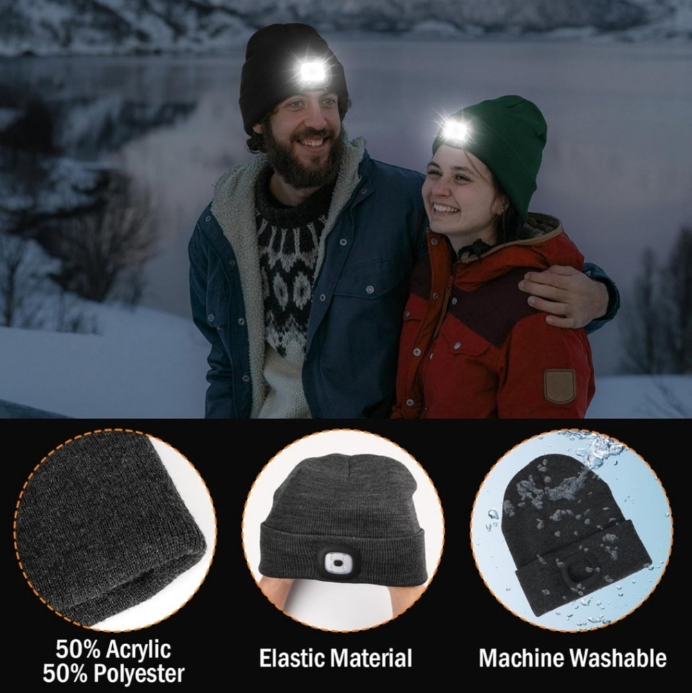 LED Beanie,USB Rechargeable - Picture 4 of 6